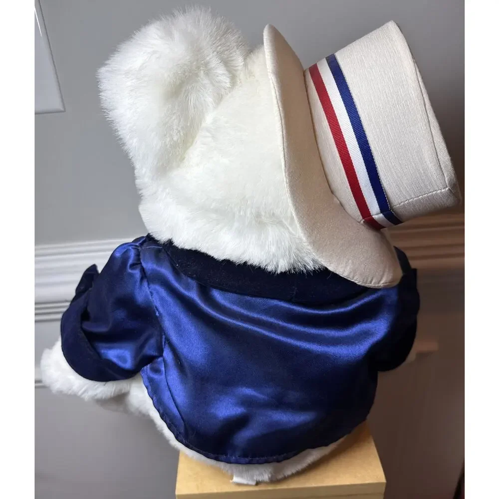 2000 Uncle Sam Patriotic Musical Teddy Bear Lights Voice Clock Plush 18” Works
